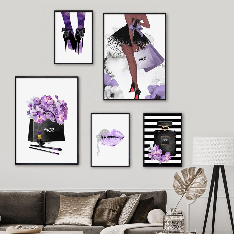 Fashion Wall Art Prints Makeup Perfume Canvas Painting Girl Room Decor Poster Home Wall Design Picture No Frame