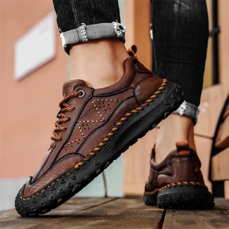 Pánské outdoorové ležérní kožené boty retro styl pánské tenisky dospělé protiskluzové ležérní pouštní turistická obuv trekingové boty trenéři