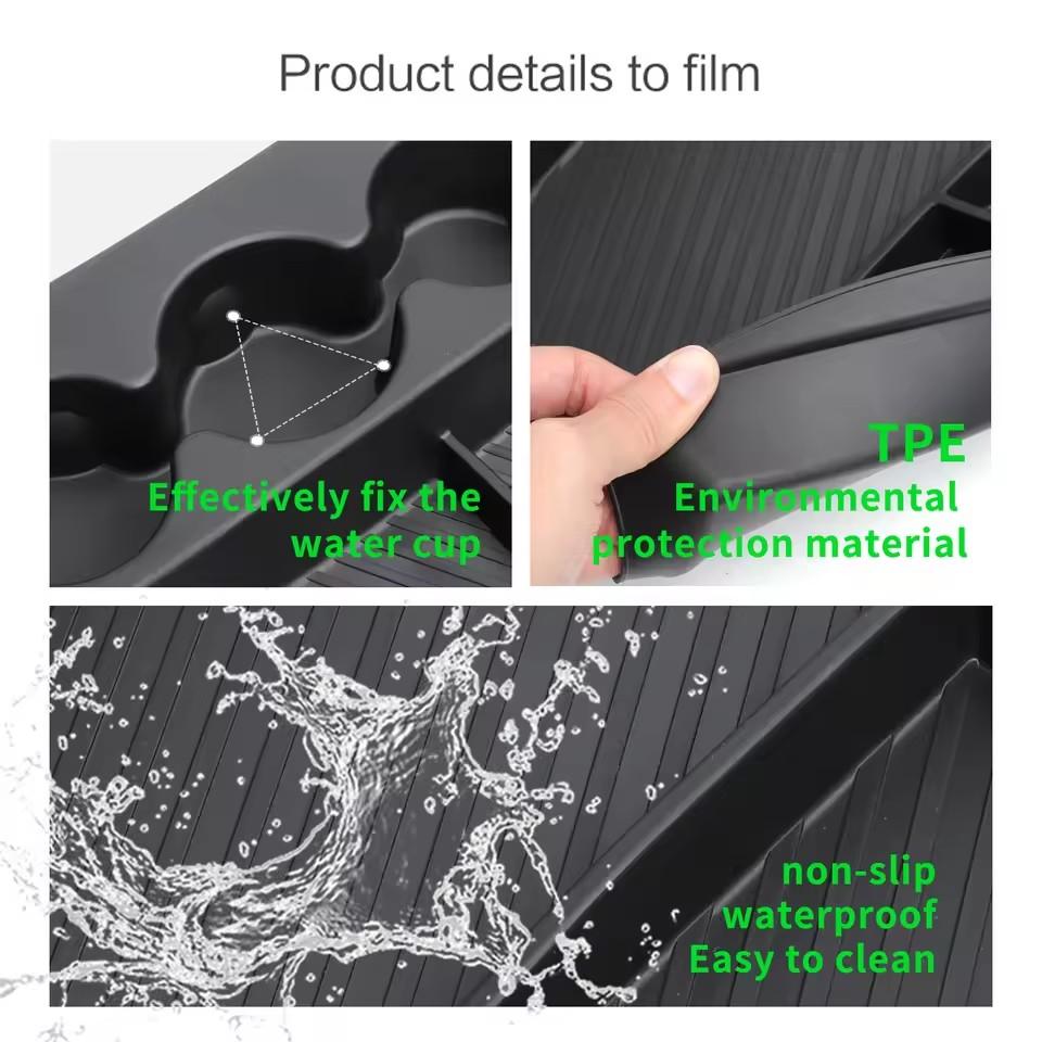 For RIVIAN R1T Center Console Storage Box TPE  Central Lower Layer Organizer Tray Car Interior Accessories