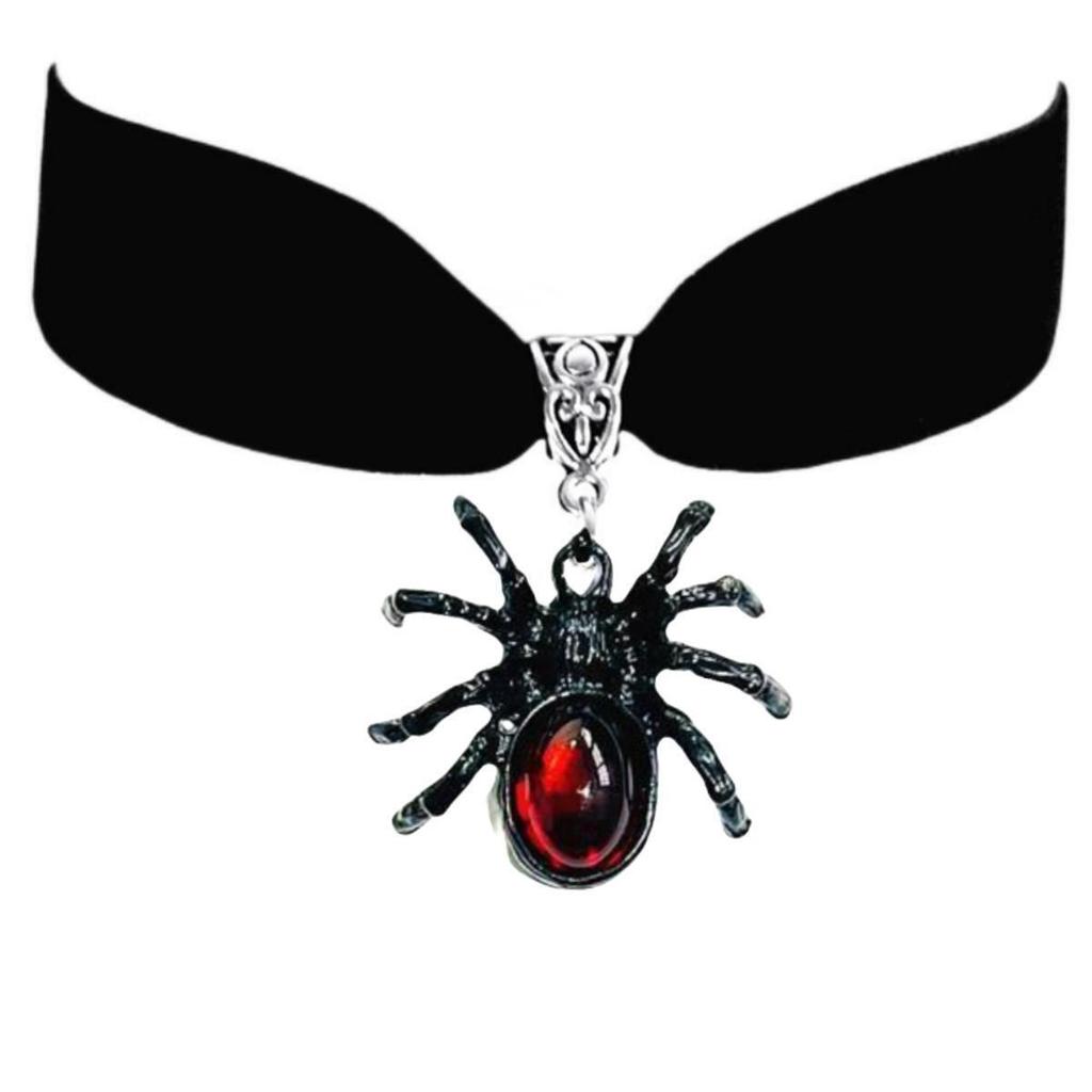 Gothic Spider Necklace With Cross Chain For Halloween Cosplay Accessories