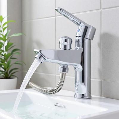 Dual-Use Bathroom Basin Faucet: Cold/Hot Single-Hole with Shower Head and Two-Speed Switch