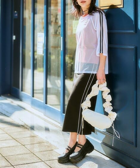 Large Size and Set Mesh Pullover Tank Orange LL [Nissen] Women's T-Shirts Cut-and-Sew 2-Piece (Side-Lined + Top) Off-White +