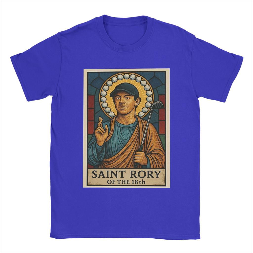 Vintage Saint Rory of the 18th Rory McIlroy T-Shirt für Herren O-Ausschnitt Baumwoll-T-Shirt Kurzarm-Tees Bedruckte Oberteile