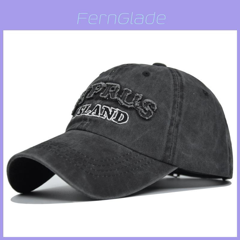 Vintage Distressed Baseball Cap Cyprus Embroidered Washed Canvas Duck Tongue Sun Hat Outdoor Unisex Hat