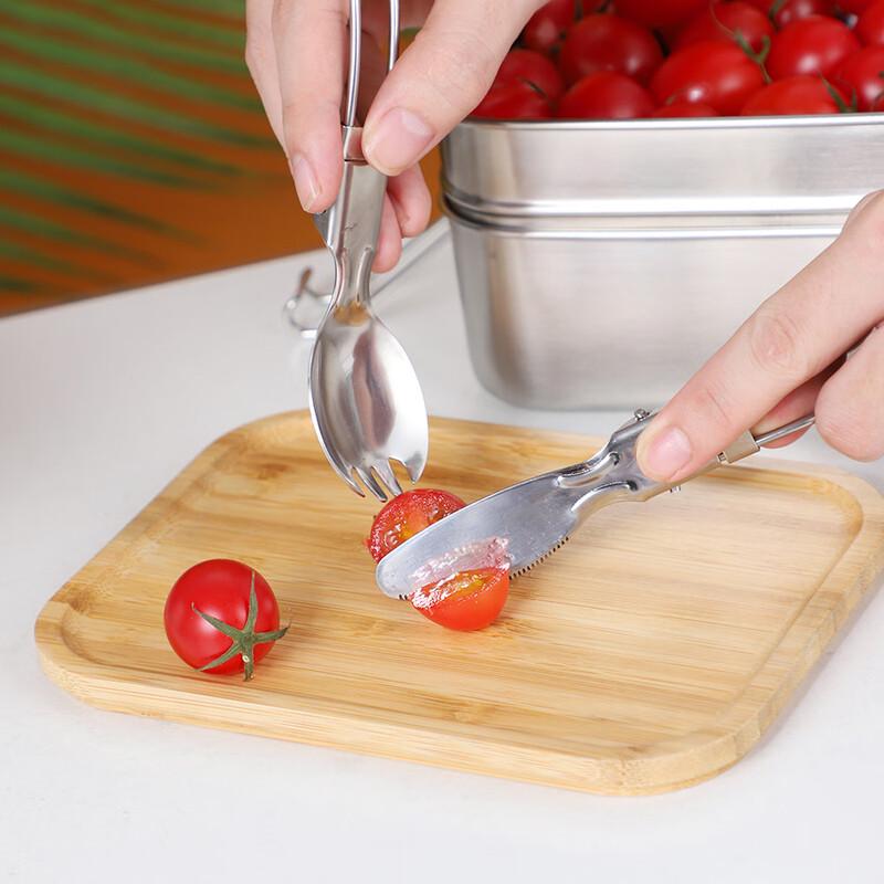 304 Stainless Steel Double-Layer Lunch Box with Bamboo Lid