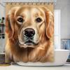 Golden Retriever Shower Curtain Decorative Waterproof Fabric Home Bathroom Decoration Customizable Size Available.