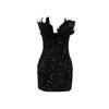 K3205 European and American Sequin Deep V Strapless Feather Bodycon Dress