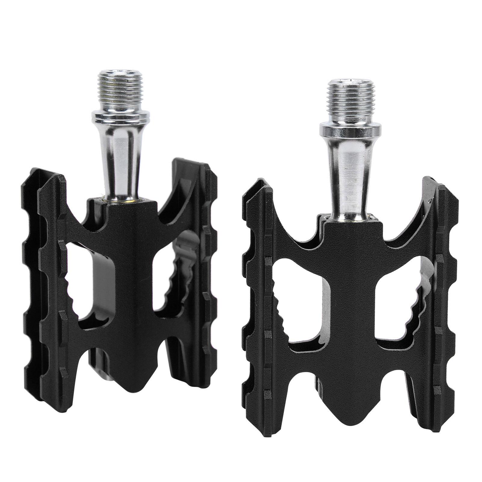 Folding   Pedal AntiSkid Aluminum Alloy Mountain Bike Bearing   Riding Accessories.(Black )