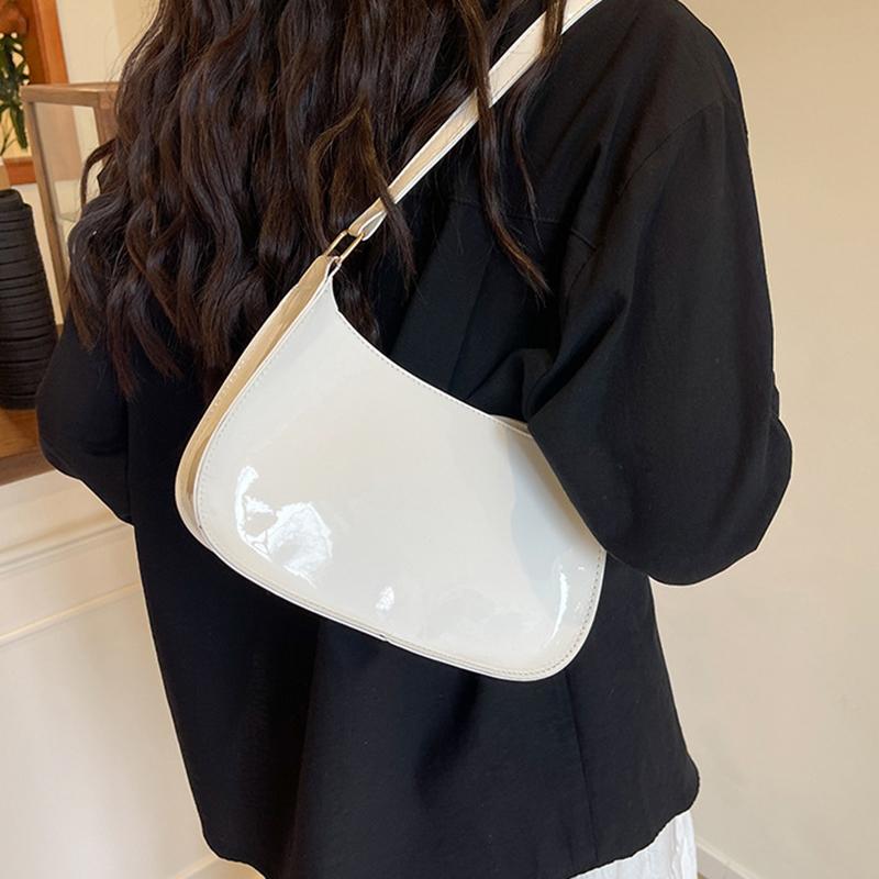 Women's Patent Leather Handbag Versatile Fashion Shoulder Casual Commuting Bags Girl Brand Designer Zipper Handbag