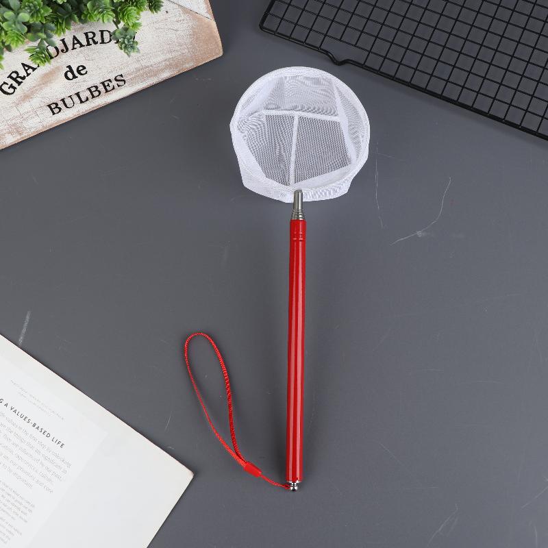 Гибкая сачок для аквариума, сачок для рыбы, выдвижной, 3D, с длинной ручкой, инструмент для чистки, сачок для ловли рыбы Round красный