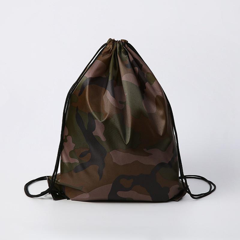Available: Camouflage Polyester Drawstring Backpack with Double Rope