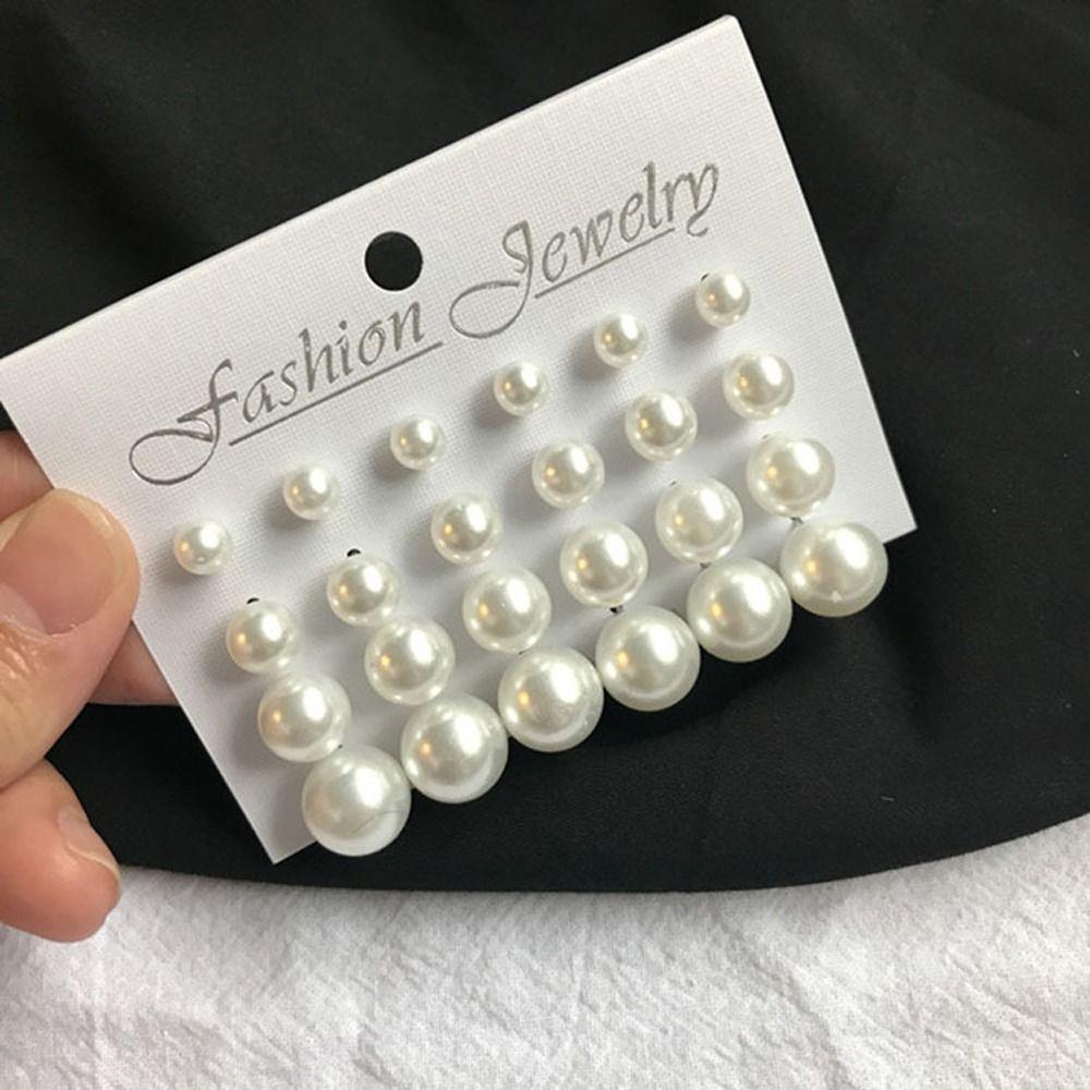 Jewelry Trendy Girl Stud Earrings Set Ear Studs Imitation Pearl Earrings Korean Style Earrings