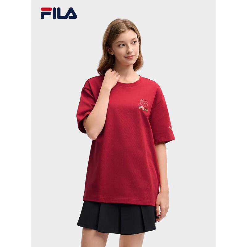 FILA Unisex Begonia Flower Pure Cotton Knit T-Shirt XXL