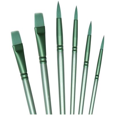 Paint Brush Set, 6 Watercolor Brushes, Painting Brushes Nylon Bristle Brushes For Multi-Purpose Oil And Watercolor Painting Beginner's Set