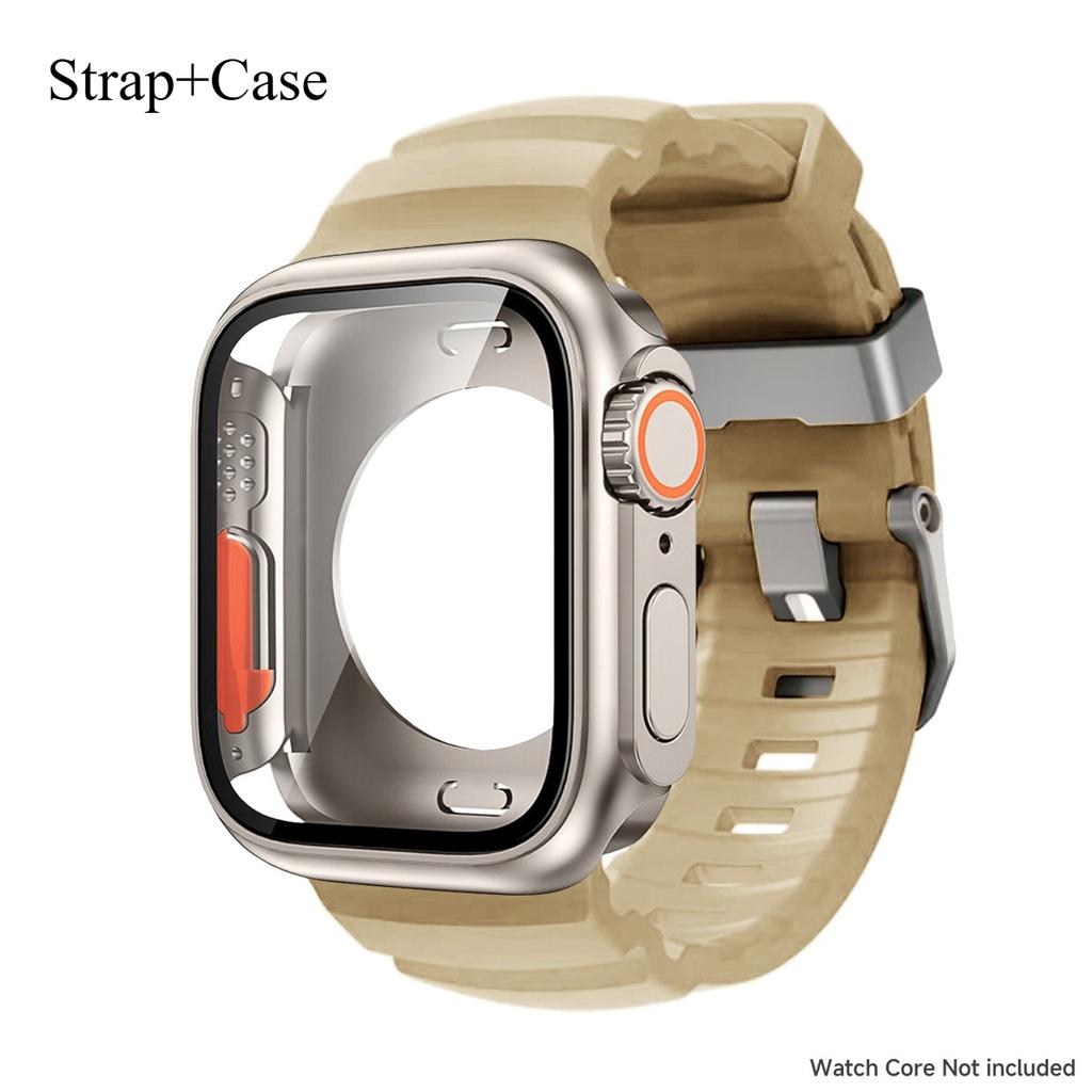 Silicone Strap For Apple Watch 44mm 45mm 46mm Bracelet+Screen Protectores Change To Ultra For iWatch Series 11 10 9 8 7 SE 6 5