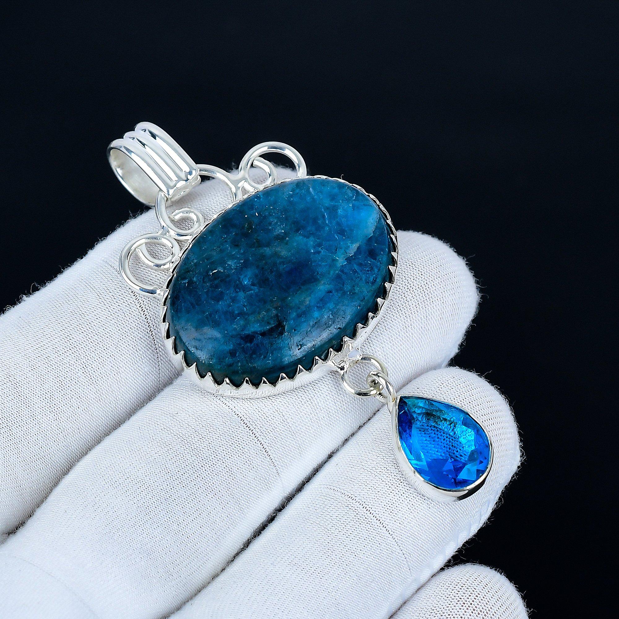 

Purpurite Pendant, 925 Sterling Silver Handmade Jewelry, Blue Topaz Silver Pendant, Party Wear Jewelry For Women s, Pendant Christmas Jewelry 7.5 синій
