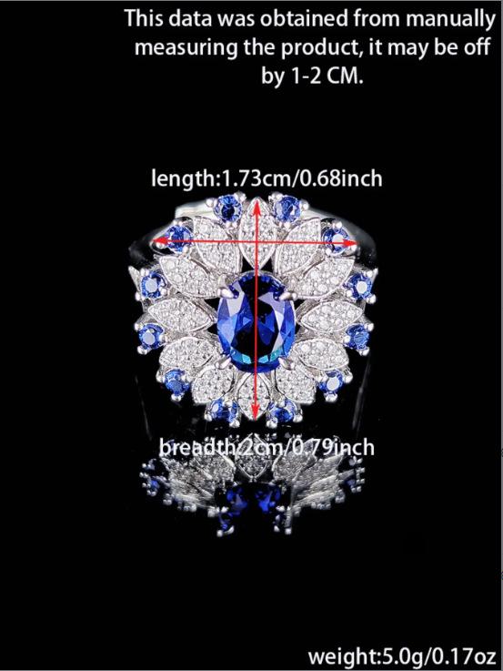 European and American Light Luxury Sapphire Open Ring for Women