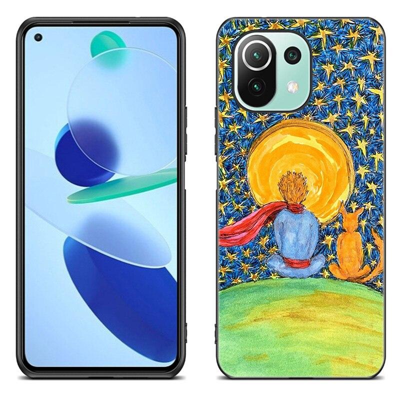 The Little Prince Fox Case For Xiaomi Mi 11 Lite NE 11i 10T 11T Pro A2 A3 Lite POCO F3 M3 M4 C31 X3 Pro NFC GT Black Soft Cover