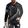 Templar 3D Digital Printed Men's Street Trendy Round Neck Long Sleeve T-shirt