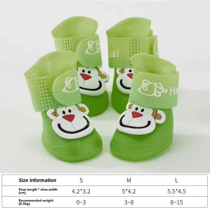 Cross-border Cartoon High-top Pet Silicone Rain Shoes Puppy Dog Going Out Non-slip Wear-resistant Waterproof Dog Shoes Teddy Foot Cover