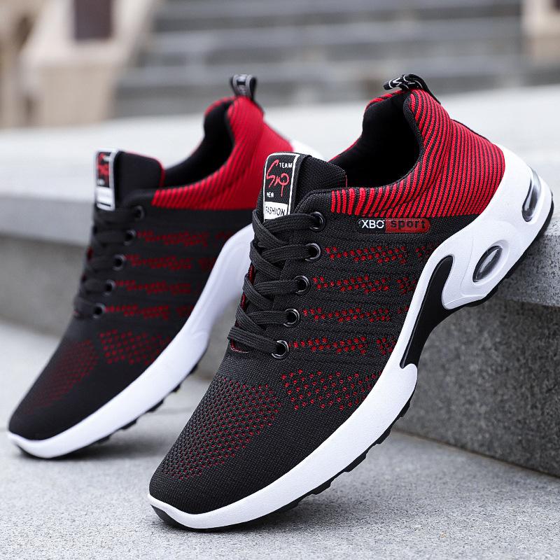 Changfengshu Men's Shoes Large-size Processing Custom Fly-woven Breathable Sports Shoes Lightweight Soft-soled Running Shoes Shallow-mouth Air Cush