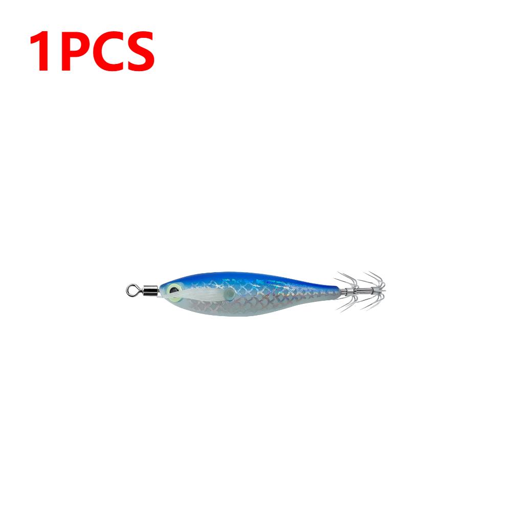 1-3 Stück leuchtender Tintenfischköder Haken Salzwasser Angelköder Künstliches Ei Holzgarnele Köder Meeresfischen Oktopus Sepia Tintenfischköder