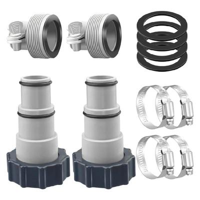 Reductores de Manguera para Piscina Adaptadores Roscados de 1,5 pulgadas a 1,25 pulgadas con Abrazaderas Arandelas Adecuados para Mangueras de Bomba de Piscina Elevada
