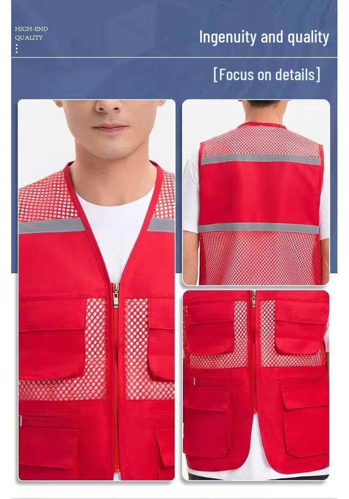 Children's Custom Multi-Pocket Mesh Activity Vest with Logo for Summer