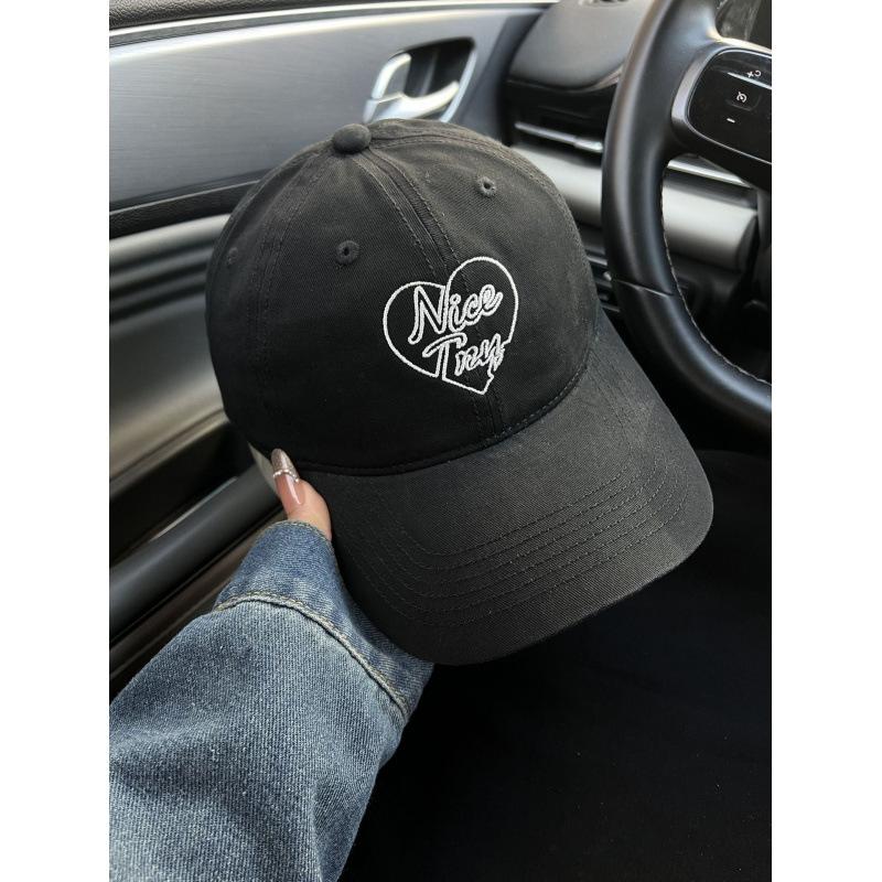 Classic Black Hat Heart Baseball Cap Male Alphabet Embroidered Cap Children S Face Small Trendy Brand adjustable