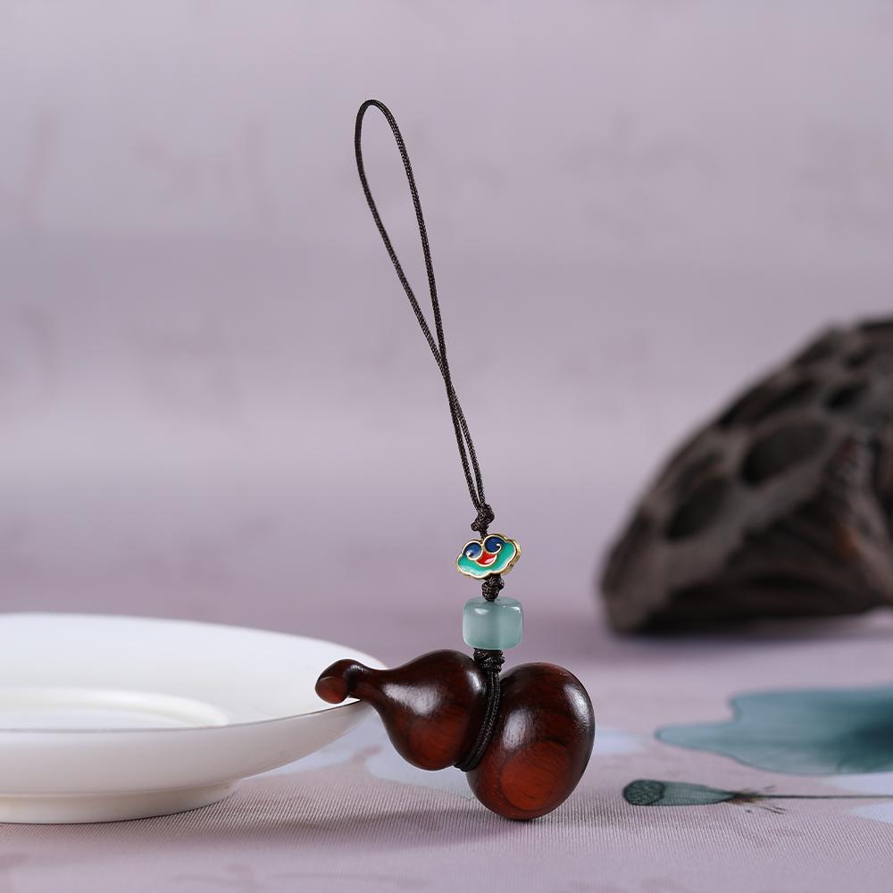 Golden Sandalwood Cute Star Gourd Car Pendant for Peace