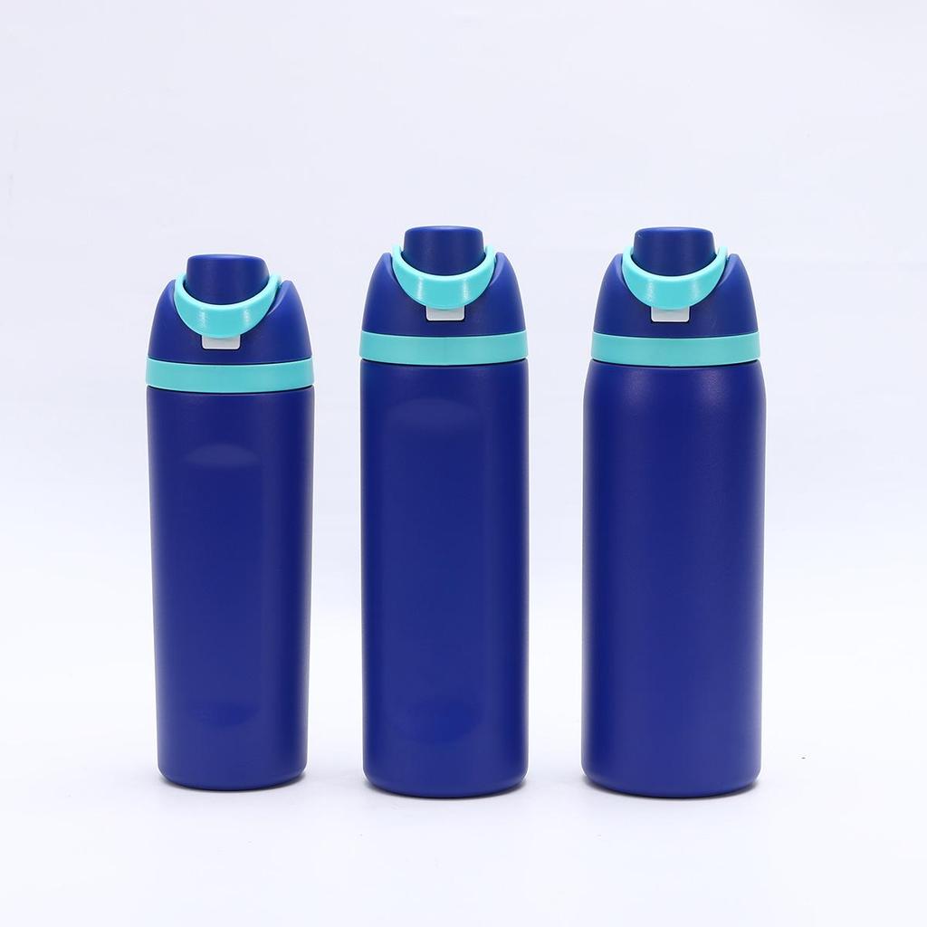 Double-Drink Lid Stainless Steel Insulated Sports Cup with Straw, Large Capacity, Flip-Top, Carry Rope