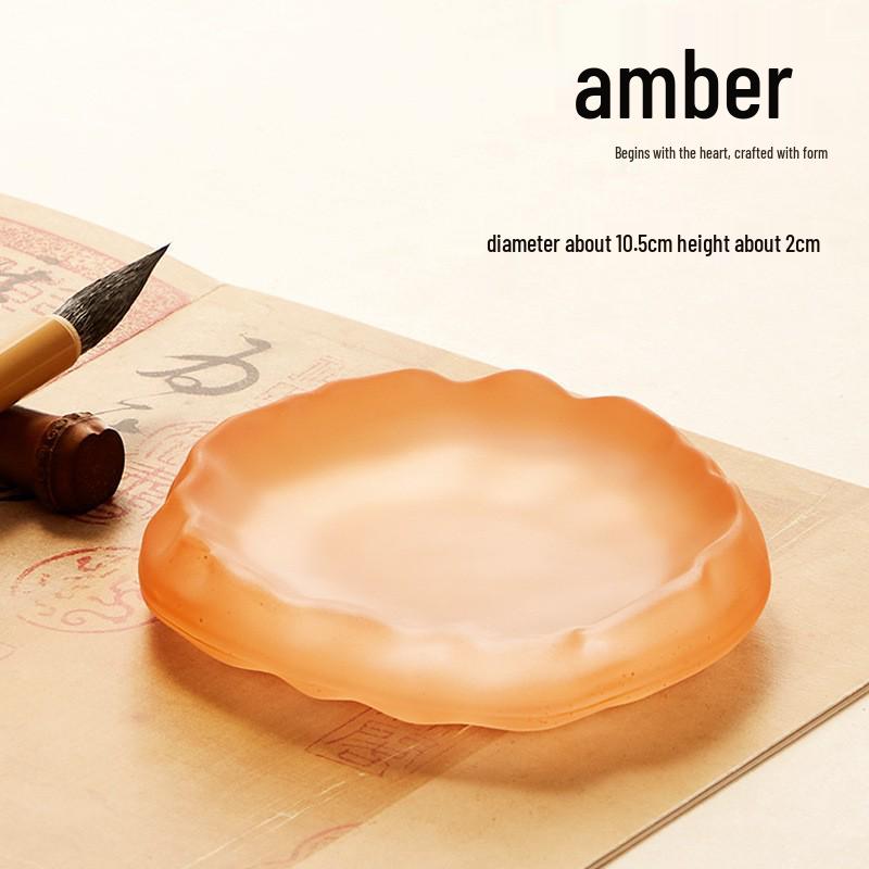 Small Crystal Ink Dish for Calligraphy – Chinese Painting Water Bowl and Brush Rest.