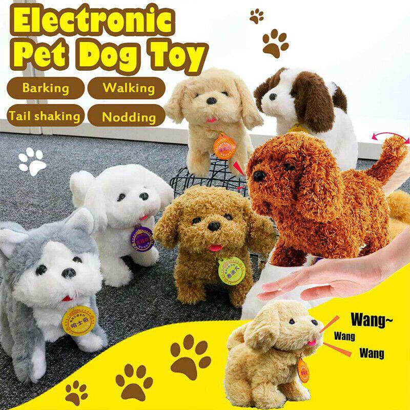 Electronic Dog Robot Lifelike Walking Barking Wagging Tail Puppy Plush Cute