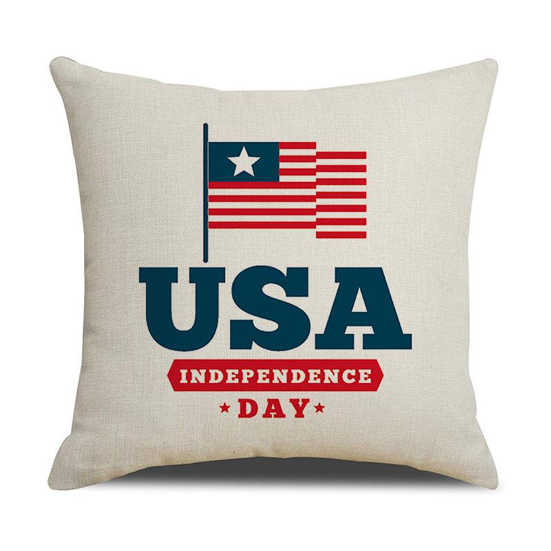 

American Independence Day Linen Series Multiple Pillow Covers Simple Festive Printed Cushion Cover Sofa Pillow Cover Home 45 * 45Cm (linen)