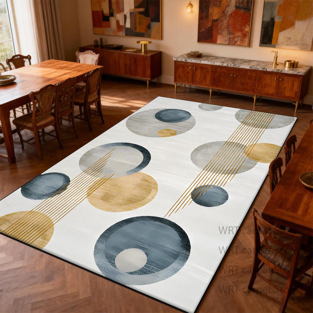 Modern Light Luxury Art Style Carpet for Dining Room Decoration Living Room Large Area Rug Bedroom Bedside Non-slip Washable Mat
