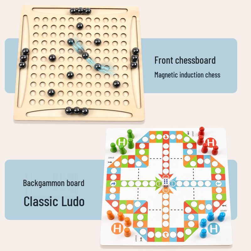 

Magnetic Wooden Minesweeper & Ludo Puzzle Toy for Early Childhood Development
