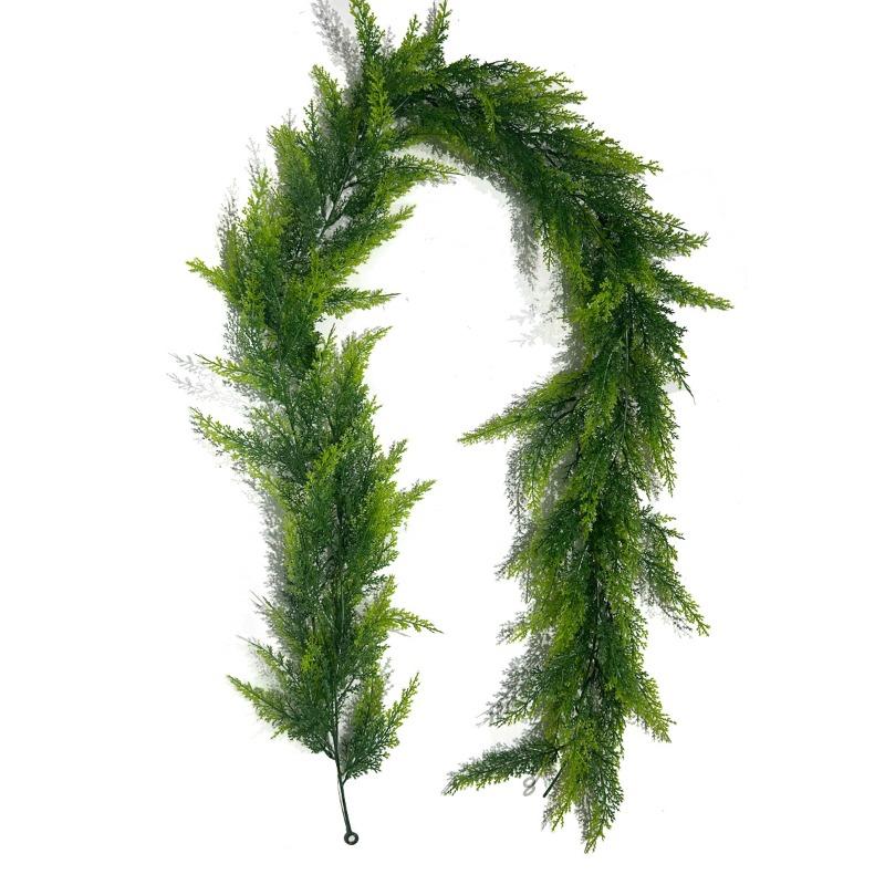 Artificial Simulation of Two-color Pine, Cypress and Vine Christmas Home Window Green Plant Decoration, Pine Needle and Vine Wall Hanging