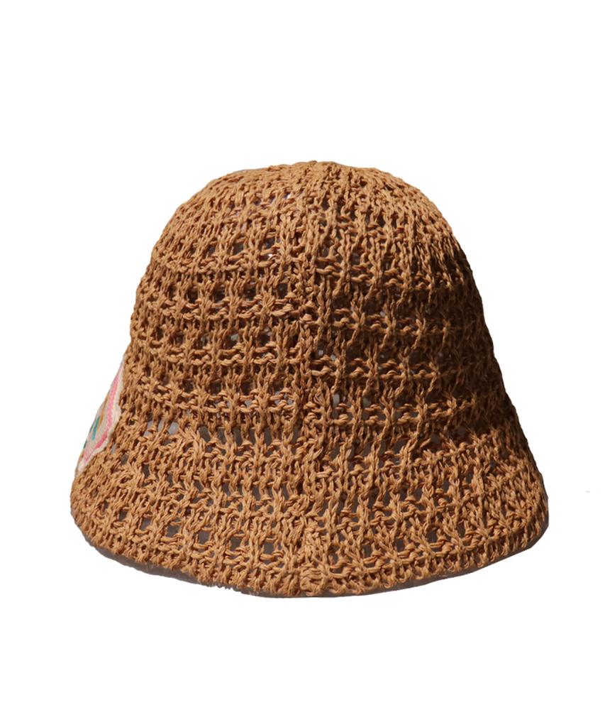 Elkebeullum Flower Net Brown Bucket Hat
