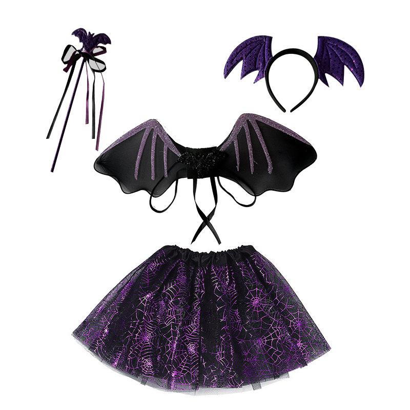 

Крылья, ободок, волшебная палочка, юбка, украшение для вечеринки на Хэллоуин, фестиваль призраков, бальные костюмы, аксессуары и реквизит, набор из четырех предметов One Size фуксия