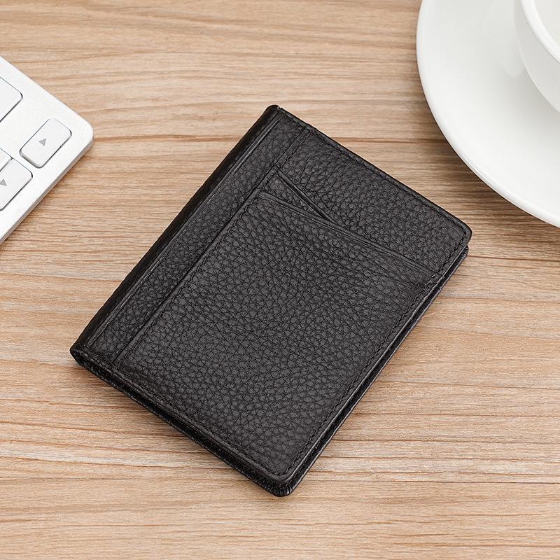Portafoglio Morbido Super Sottile Vera Pelle Mini Porta Carte di Credito Portamonete Sottile Piccoli Porta Carte Portafoglio da Uomo Minimalista