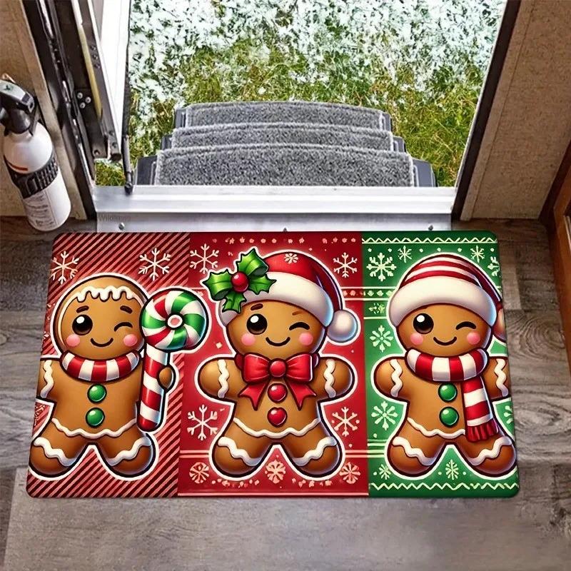 

Christmas Gingerbread Doormat Non-Slip Entrance Doormat Carpet Living Room Sofa Carpet Bathroom Floor Carpet Home Decorat 60*90cm