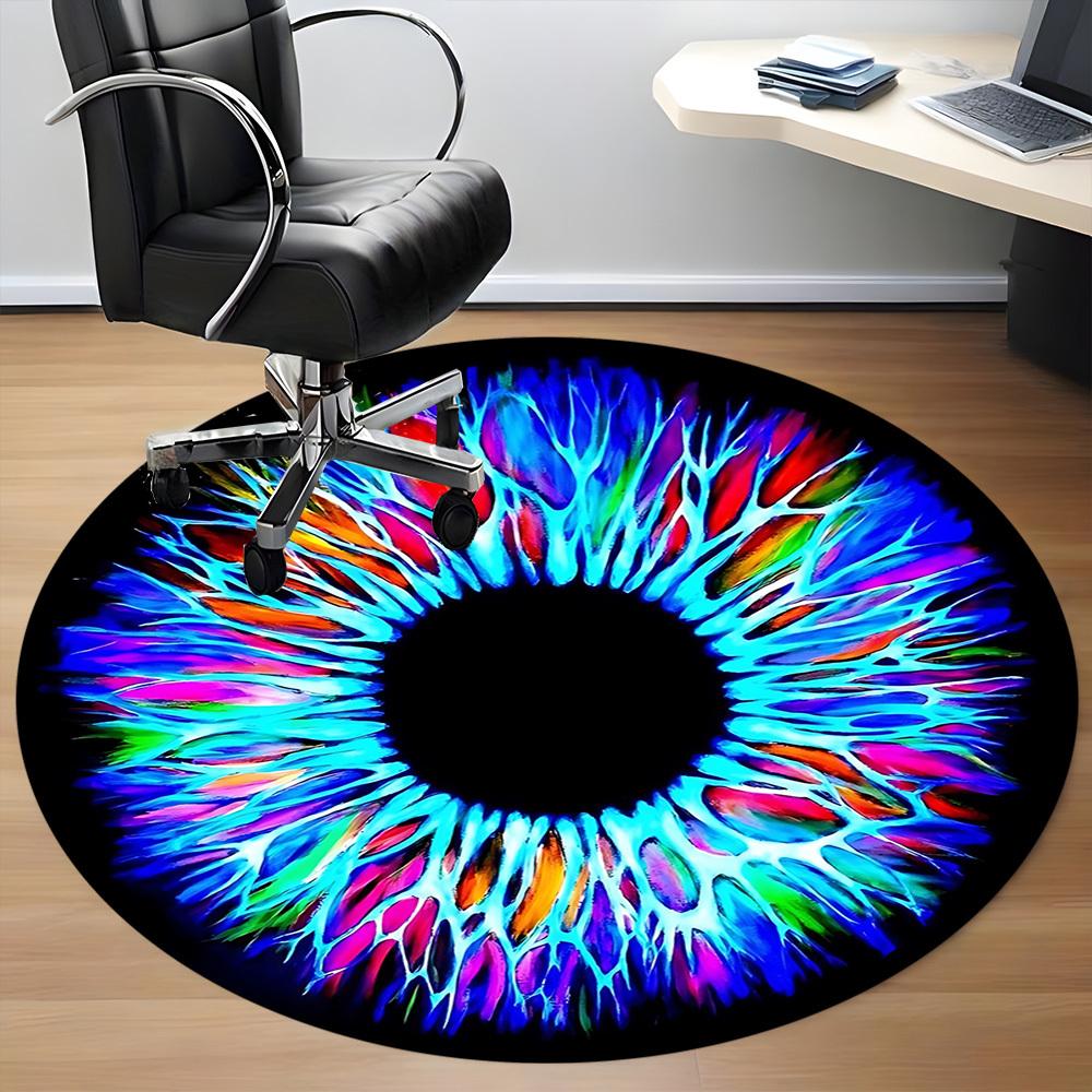 1pc Psychedelic Eye Print Chair Carpet for Office, Round Non Slip Durable Large Size Office Carpet, Suitable for Office