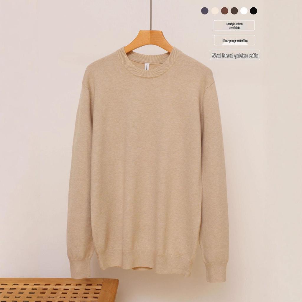 Men's Autumn-Winter Lazy Style Wool Knit Sweater with Round Neck