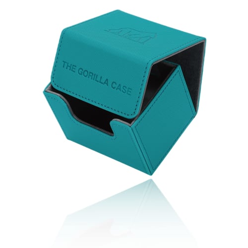 THE GORILLA CASE Deck Case/Trading Card Case, PU Leather, Magnetic Closure, Horizontal Loading (Turquoise Blue)