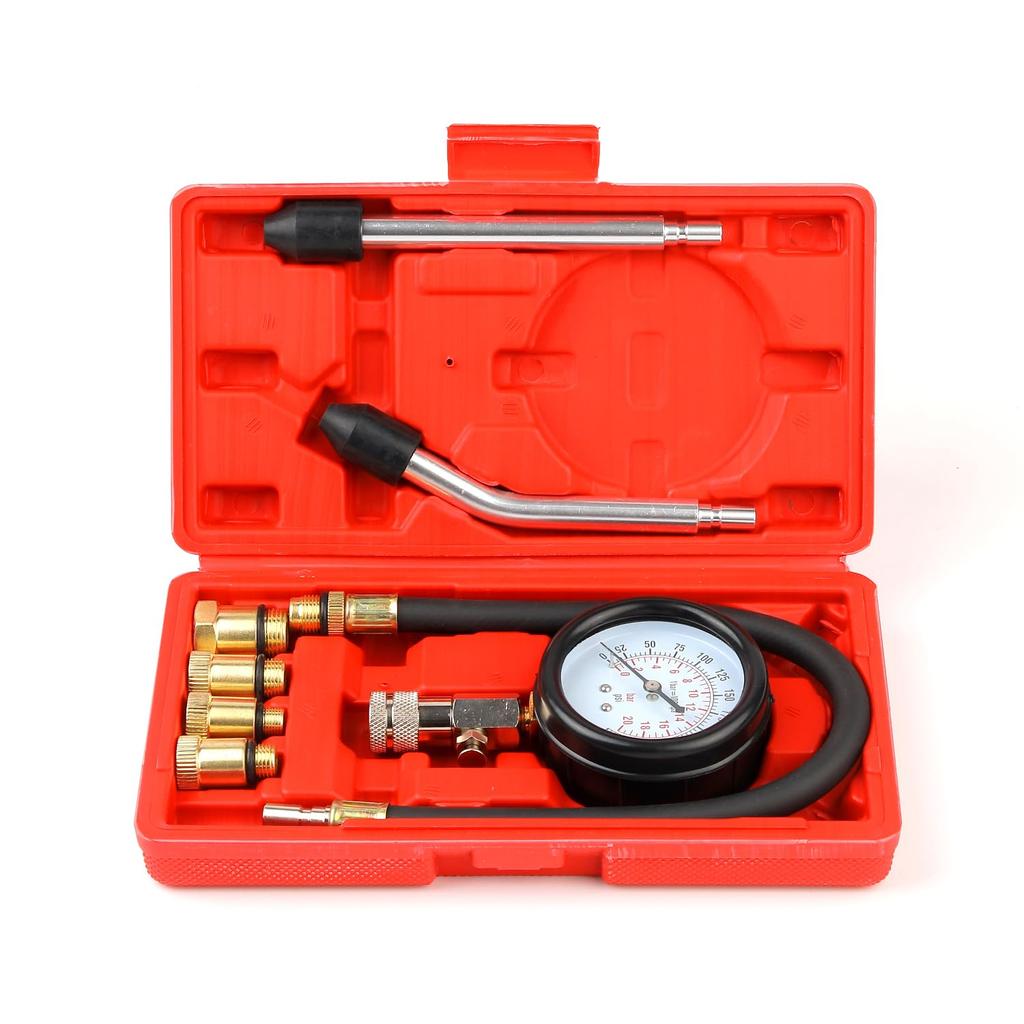 Compression Tester, 8Pcs Engine Compression Tester Kit Professional Petrol Gas Engine Cylinder Pressure Gauge 0-300 PSI Automotive Tool For