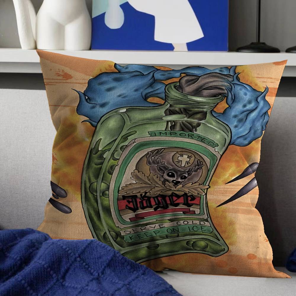 Classic Jagermeister Tin Sign Bar Pub Cushion Cover Decorative Pillow Sofa Home Decor Case Pillow Cases