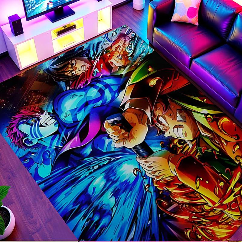 Demon Slayer Print Rug, Washable Floor Carpet, For Entryway Dorm Laundry Room Office Study, Home Decor Birthday Christmas Gift