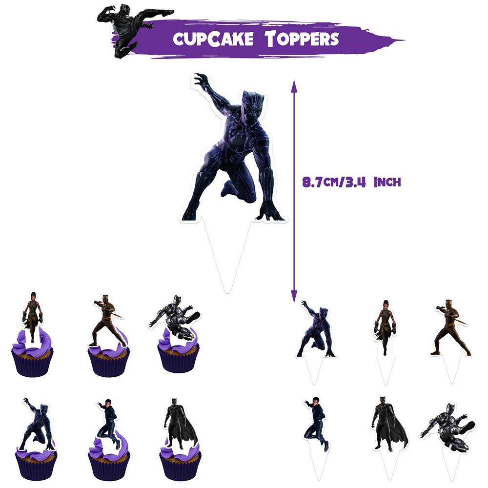 Black Panther Birthday Party Supplies Includes Banner, Cake Toppers, Balloons