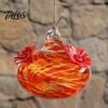 Talos Blown Glass Hummingbird Feeder, Outdoor Hanging Colorful Nectar Feeder with Two Flower Feeding Ports for Garden Backyard Decor