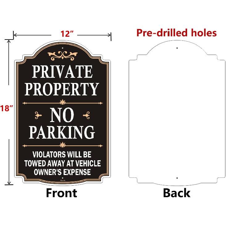 Private Property No Parking Violators Will Be Towed Away at Vehicle Owner's Expense Sign 12" x 18" Metal Rust-Free Aluminum UV Protected Sturdy 2